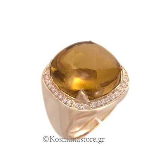 Δαχτυλίδι ασημένιο 925º με ροζ χρύσωμα 