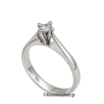 Μοντέρνο μονόπετρο με Διαμάντι από λευκόχρυσο 18 Καράτια