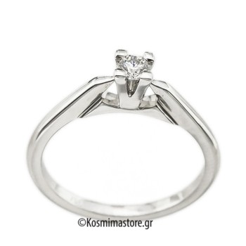 Μοντέρνο μονόπετρο Δαχτυλίδι με Διαμάντι από λευκόχρυσο 18 Καράτια
