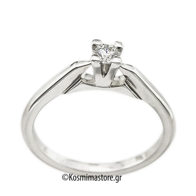 Μοντέρνο μονόπετρο Δαχτυλίδι με Διαμάντι από λευκόχρυσο 18 Καράτια