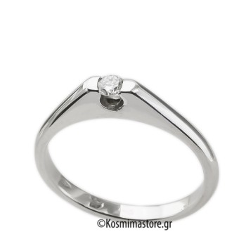 Μοντέρνο  Δαχτυλίδι μονόπετρο από λευκόχρυσο 18 Καράτια με Διαμάντι