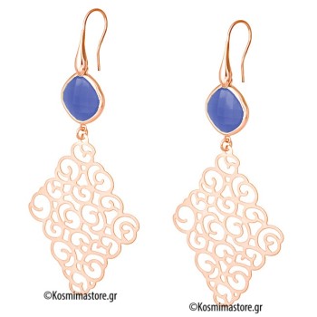 Σκουλαρίκια φτιαγμένα από Ασήμι 925° σε ροζ επιμετάλλωση