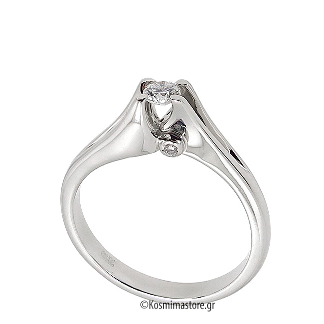 Μοντέρνο Δαχτυλίδι με Διαμάντι από λευκόχρυσο 18 Καράτια