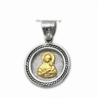 Παναγία από λευκό καί κίτρινο χρυσό 14 καρατίων