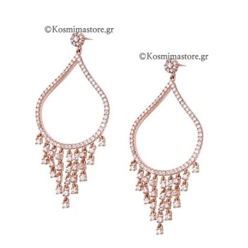 Ασημένια Σκουλαρίκια 925º με ροζ χρύσωμα και ζιργκόν