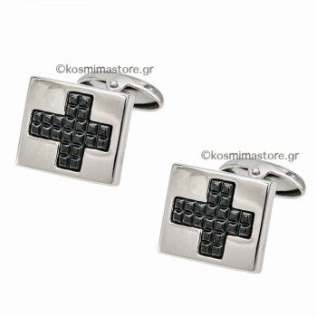 Μανικετόκουμπα με Σταυρό απο ανοξείδωτο Ατσάλι