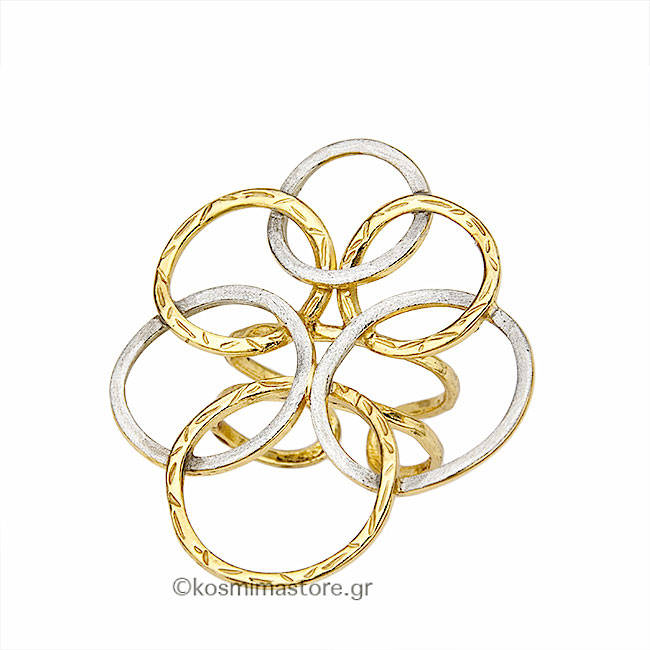 Μοντέρνο Ασημένιο επιχρυσωμένο Δαχτυλίδι