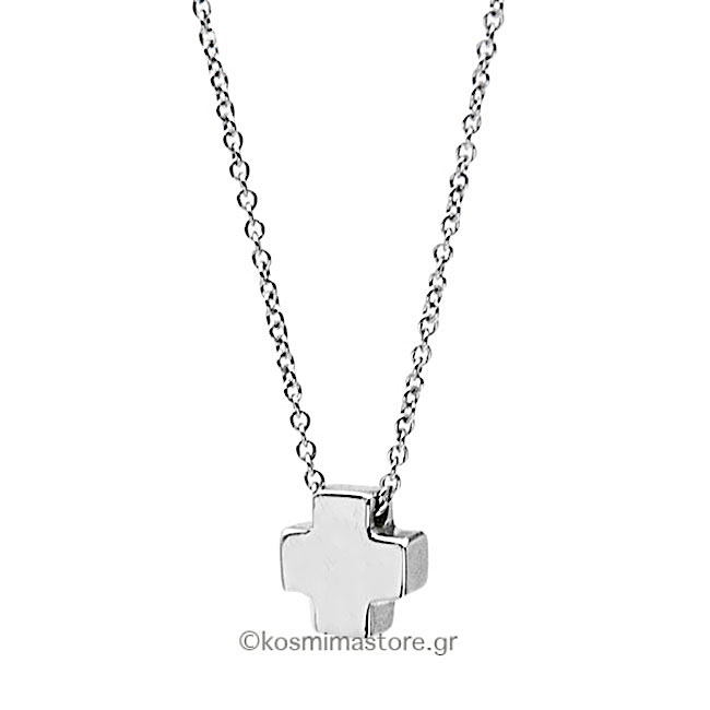 Μασίφ μικρός Σταυρός απο λευκόχρυσο 14 καρατίων