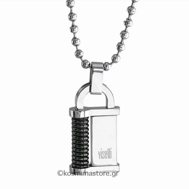 Μενταγιόν Λουκέτο απο Ανοξείδωτο Ατσάλι και Κάρμπον