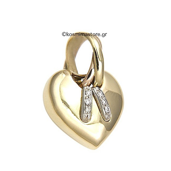 Μενταγιόν Καρδιά από χρυσό 18 Καράτια με μπριγιάν