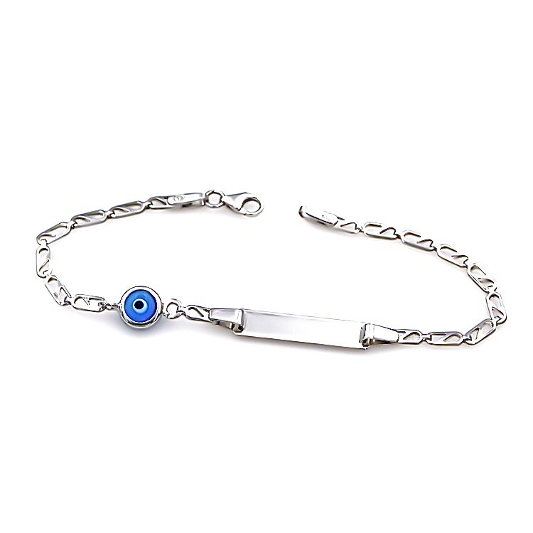 Unisex Ταυτότητα με ματάκι φτιαγμένη από Λευκόχρυσο 9 καρατίων 