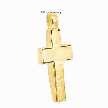 Ανδρικός σταυρός από κίτρινο και λευκό χρυσό 14 καρατίων