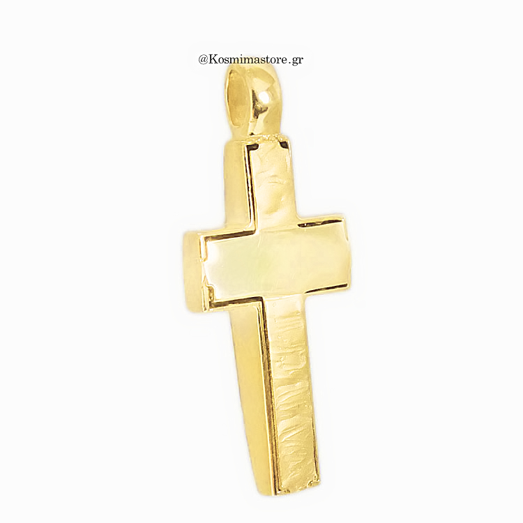 Ανδρικός σταυρός από κίτρινο και λευκό χρυσό 14 καρατίων