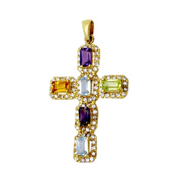 Γυναικείος Σταυρός από χρυσό 14 καράτια με ζιργκόν